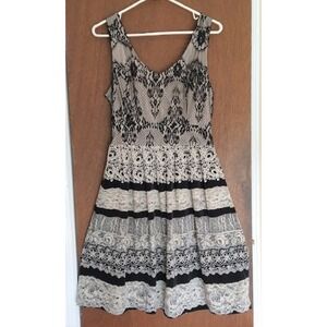 A-List Sleeveless Black Dress, Fit and Flare Knee Length Zip Close, Size 10, GUC